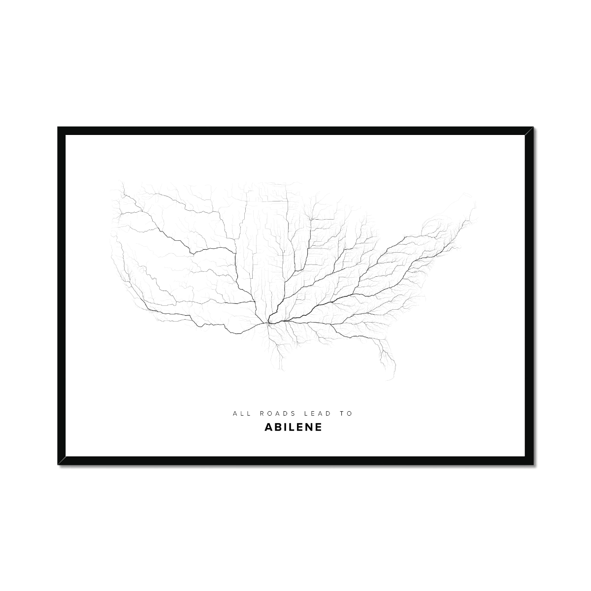 All roads lead to Abilene (United States of America) Fine Art Map Print