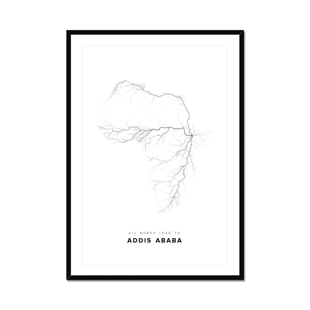 All roads lead to Addis Ababa (Ethiopia) Fine Art Map Print