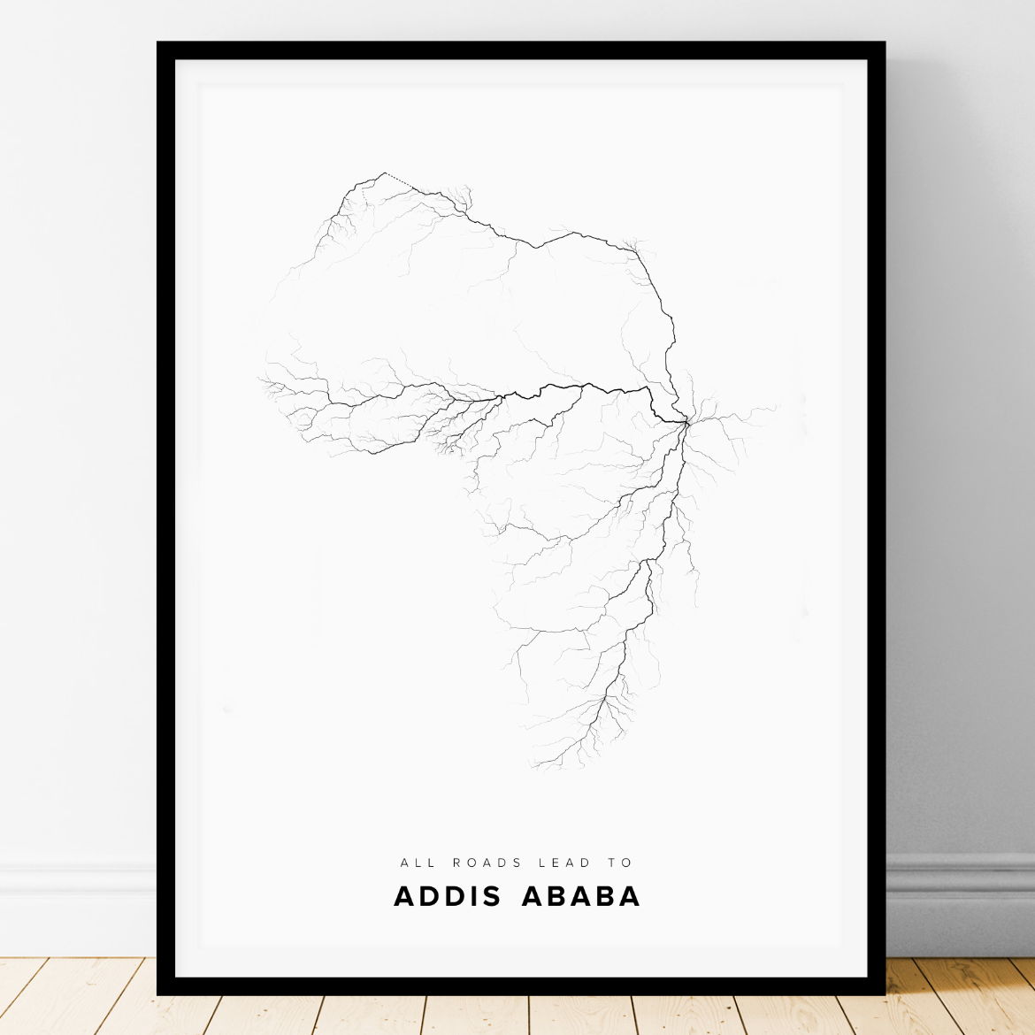 All roads lead to Addis Ababa (Ethiopia) Fine Art Map Print