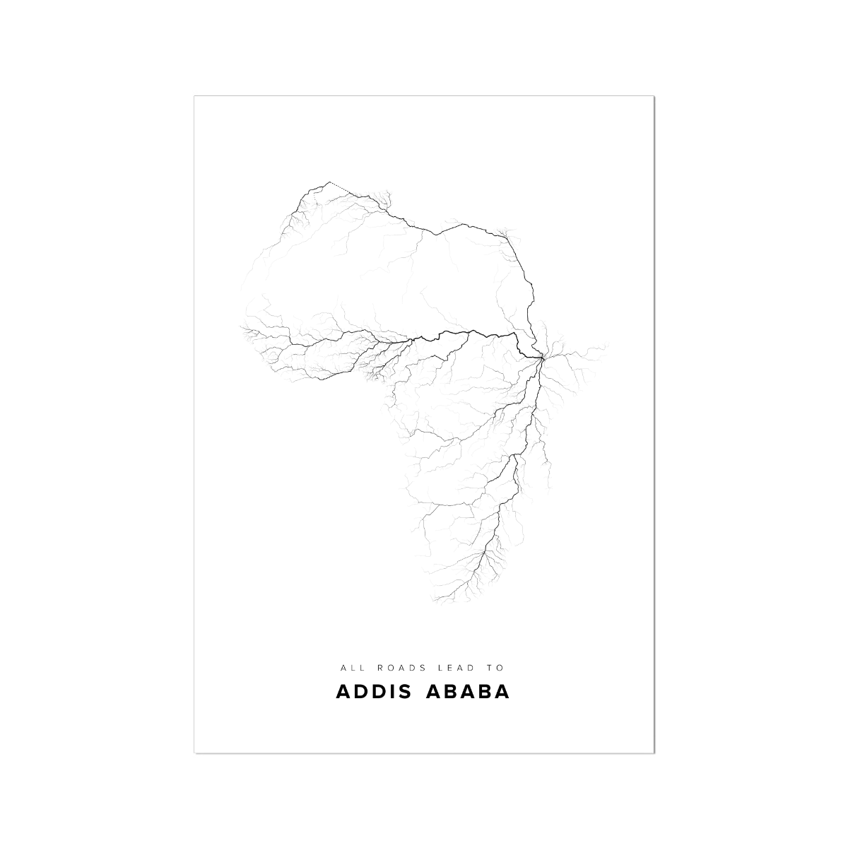 All roads lead to Addis Ababa (Ethiopia) Fine Art Map Print