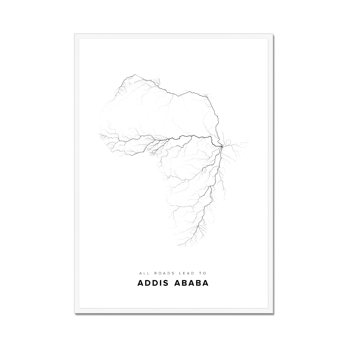 All roads lead to Addis Ababa (Ethiopia) Fine Art Map Print