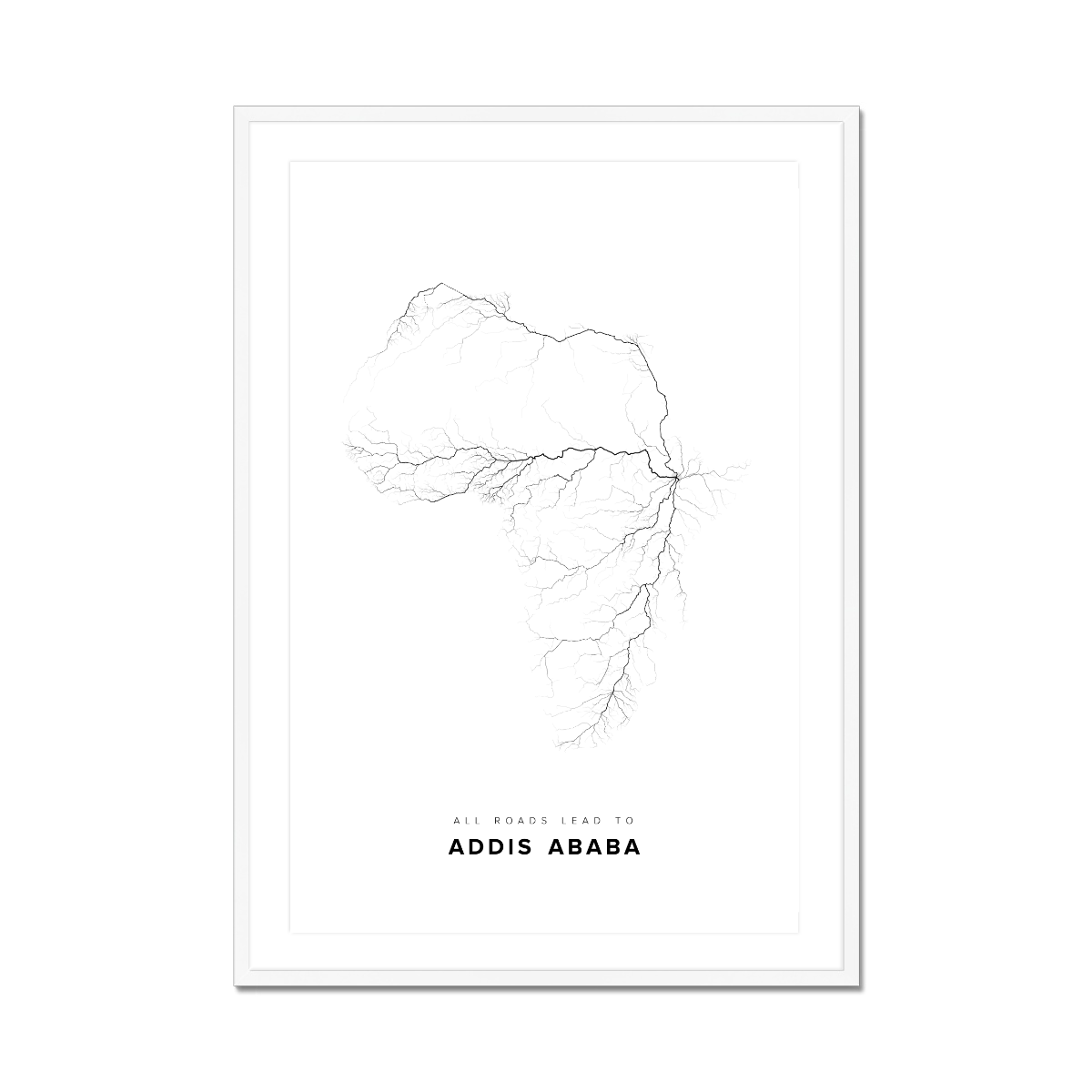 All roads lead to Addis Ababa (Ethiopia) Fine Art Map Print