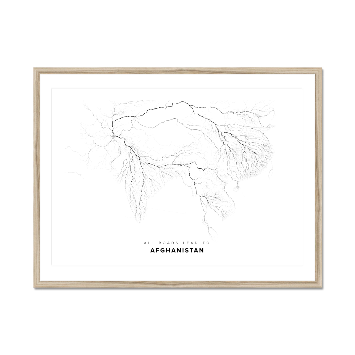 All roads lead to Afghanistan Fine Art Map Print