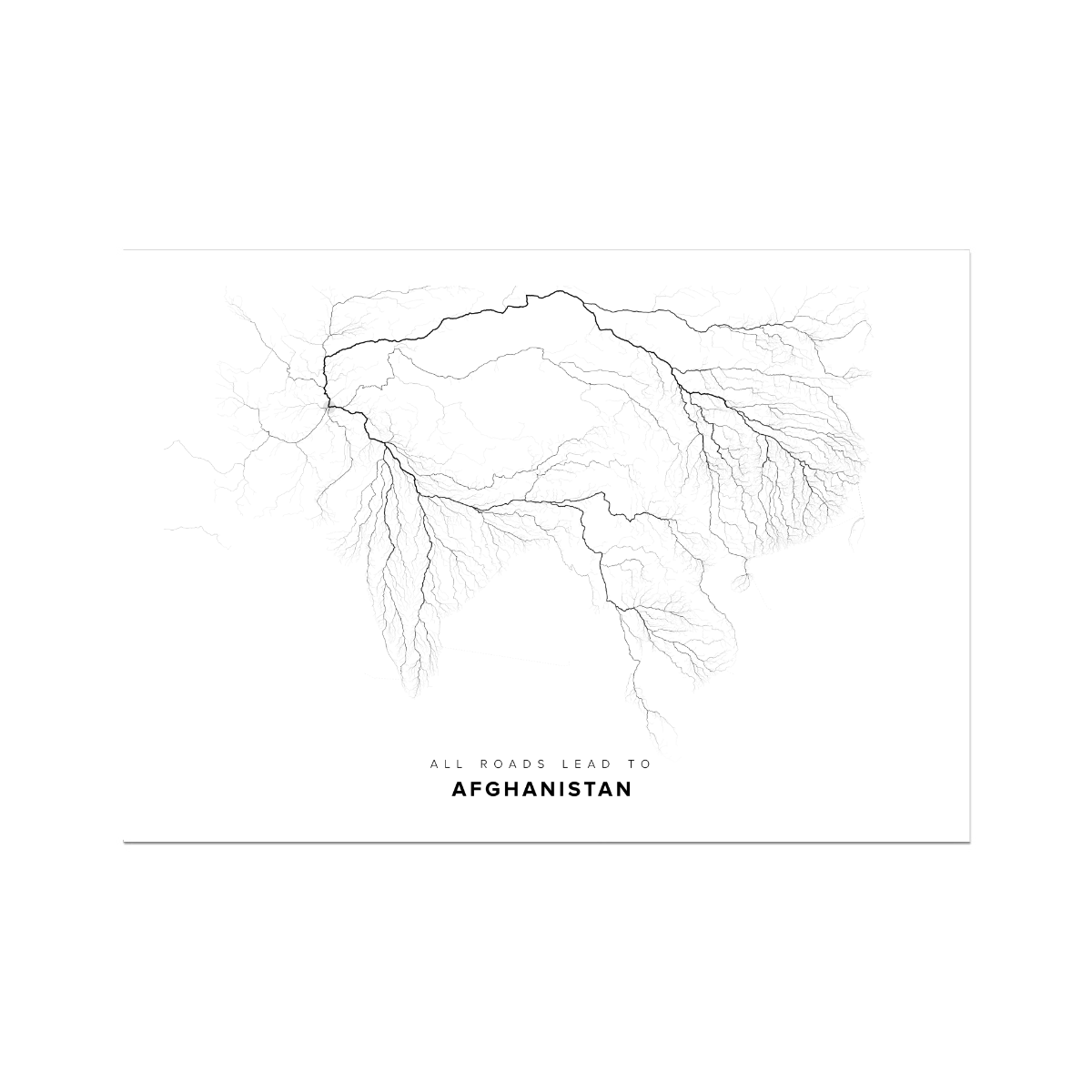 All roads lead to Afghanistan Fine Art Map Print