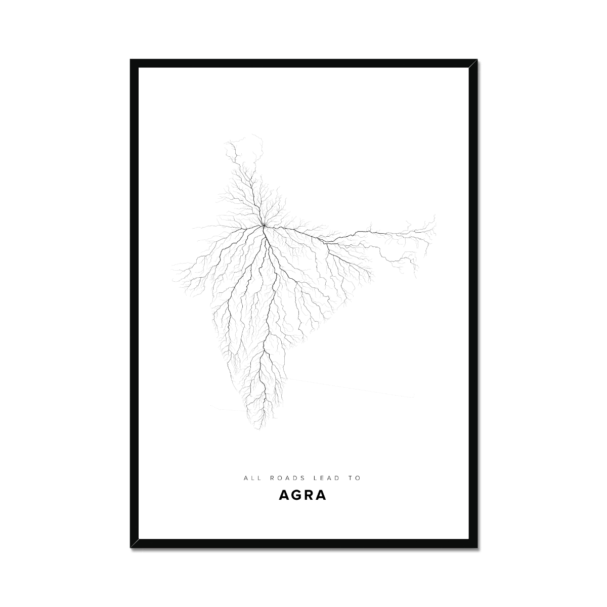 All roads lead to Agra (India) Fine Art Map Print