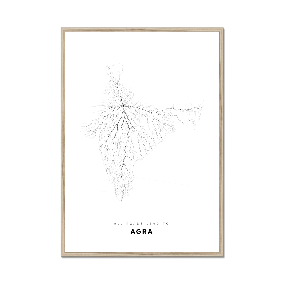 All roads lead to Agra (India) Fine Art Map Print
