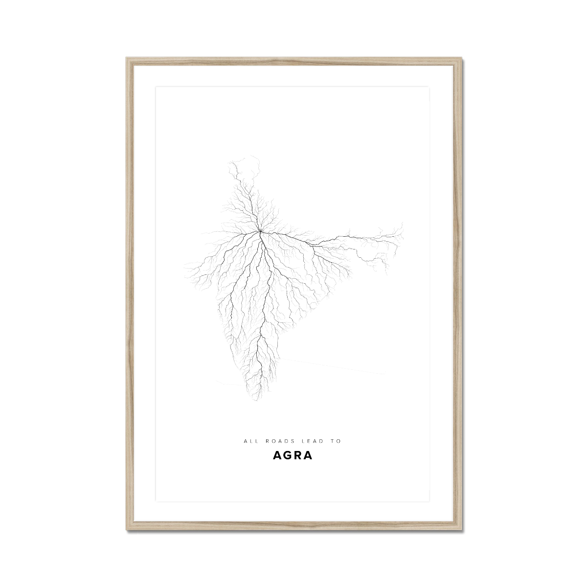 All roads lead to Agra (India) Fine Art Map Print