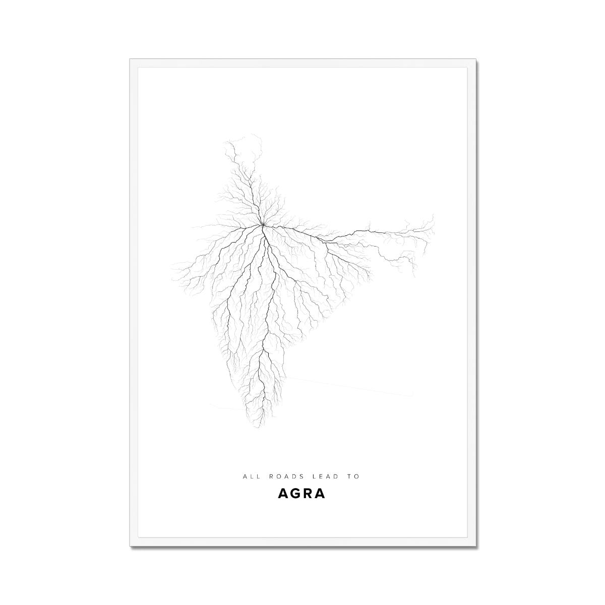 All roads lead to Agra (India) Fine Art Map Print