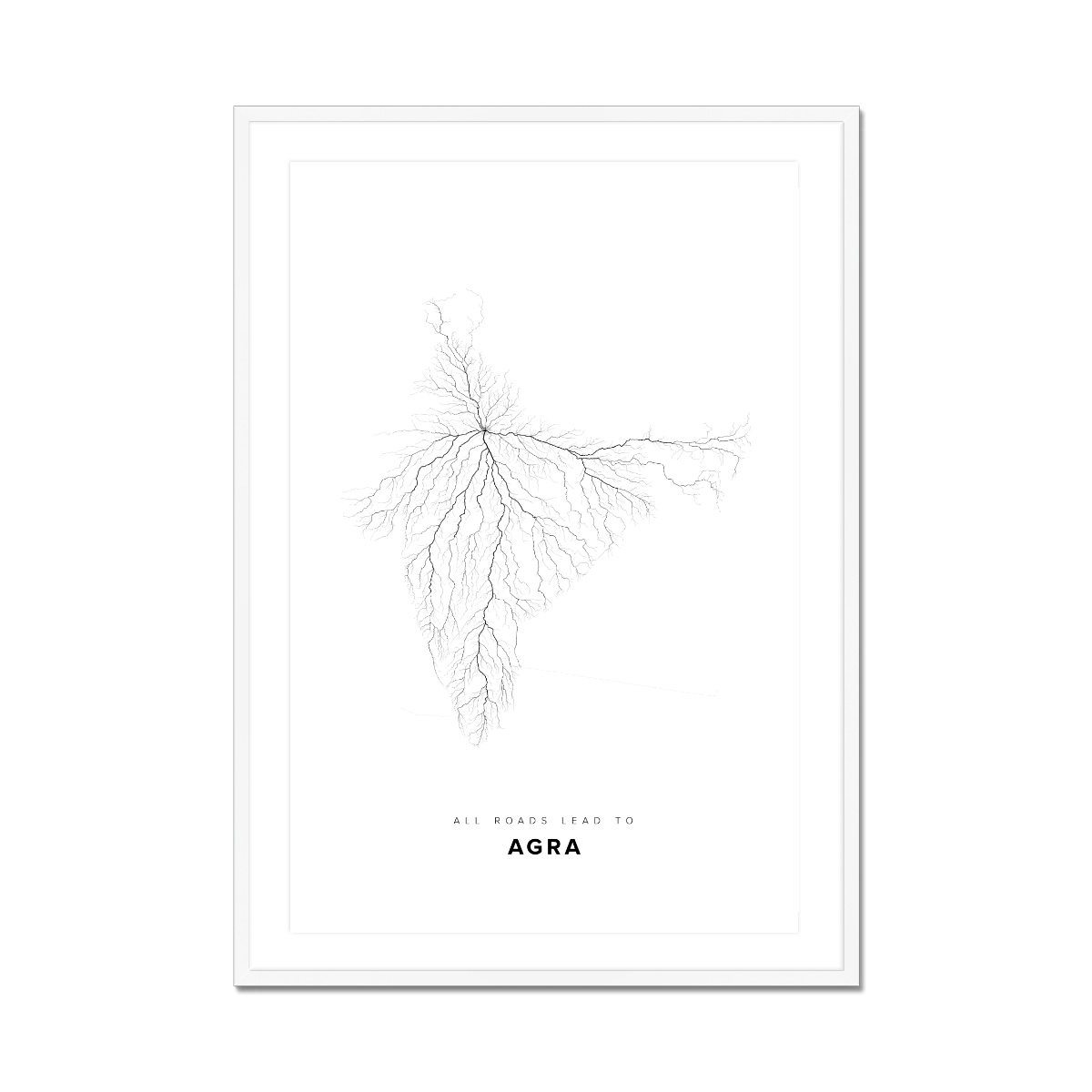 All roads lead to Agra (India) Fine Art Map Print