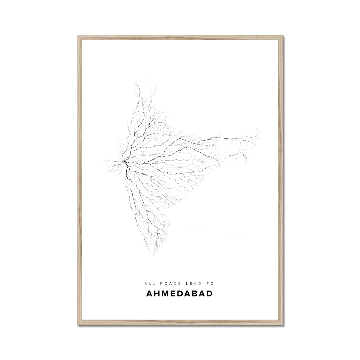 All roads lead to Ahmedabad (India) Fine Art Map Print