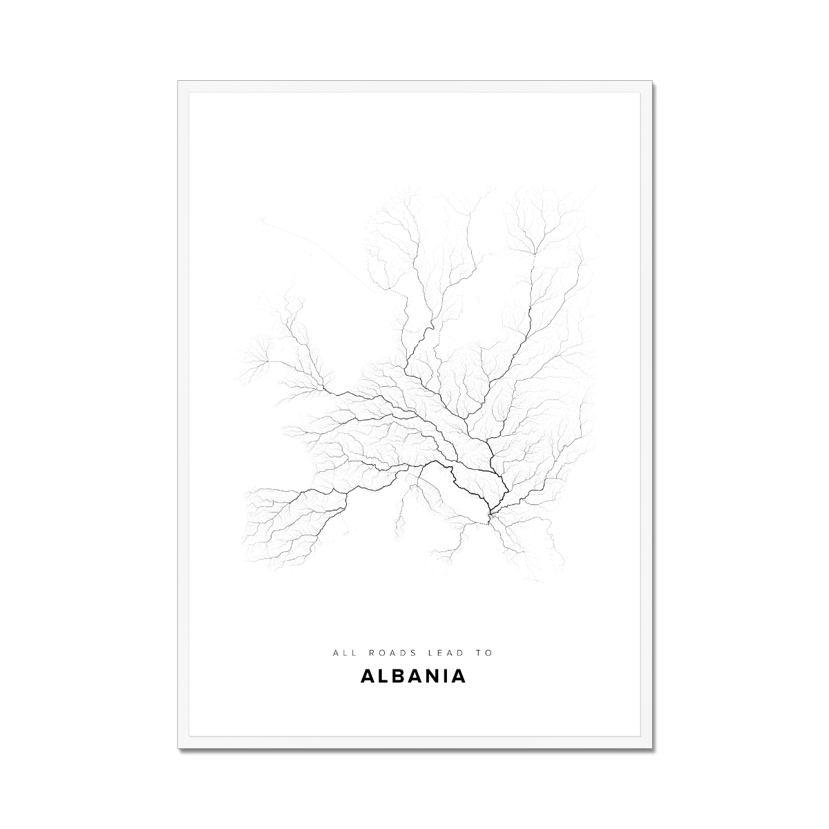 All roads lead to Albania Fine Art Map Print