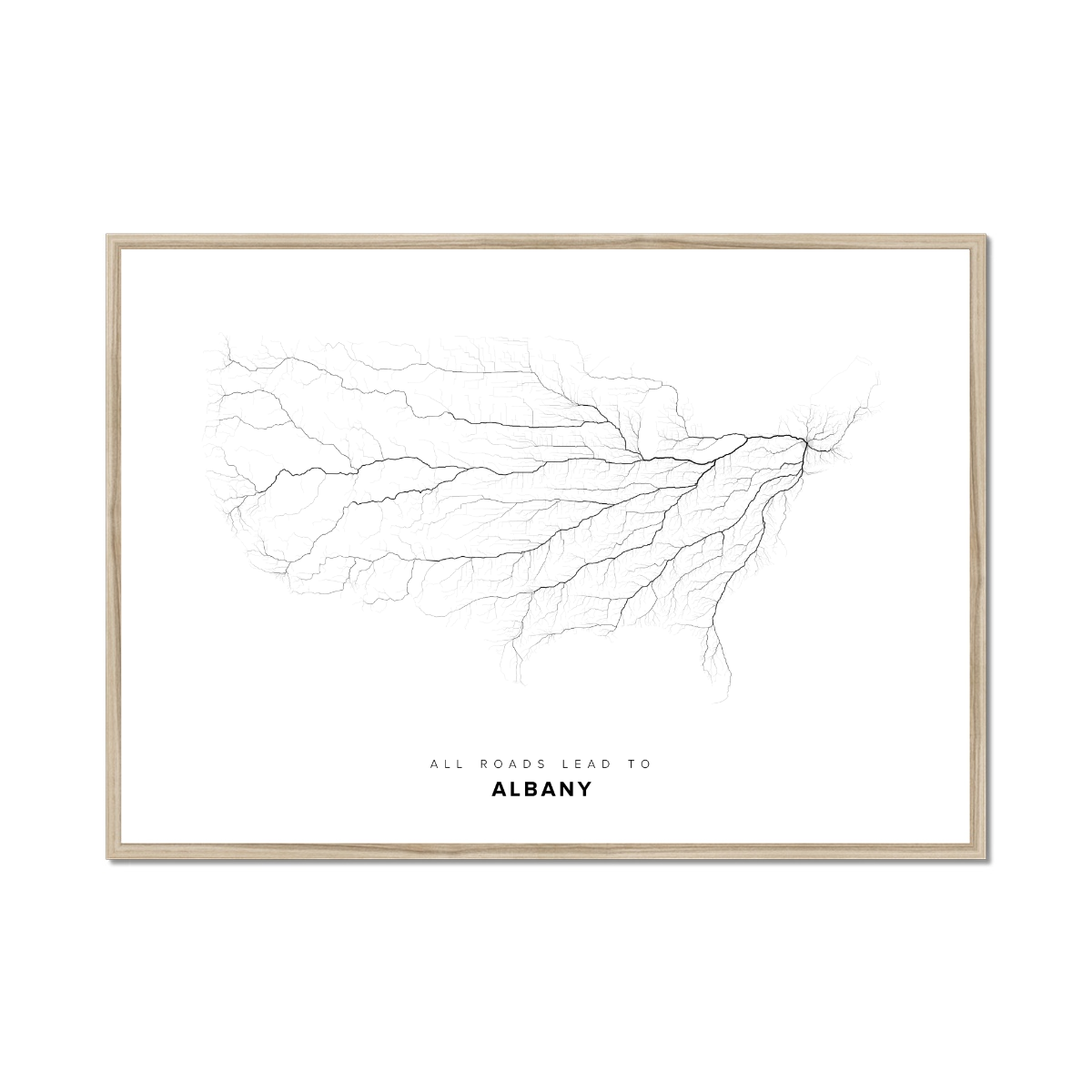 All roads lead to Albany (United States of America) Fine Art Map Print