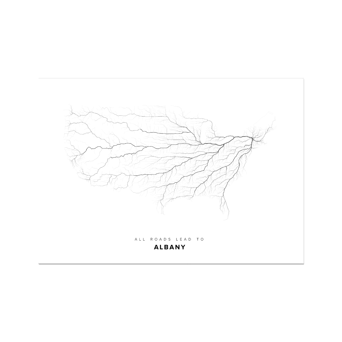 All roads lead to Albany (United States of America) Fine Art Map Print