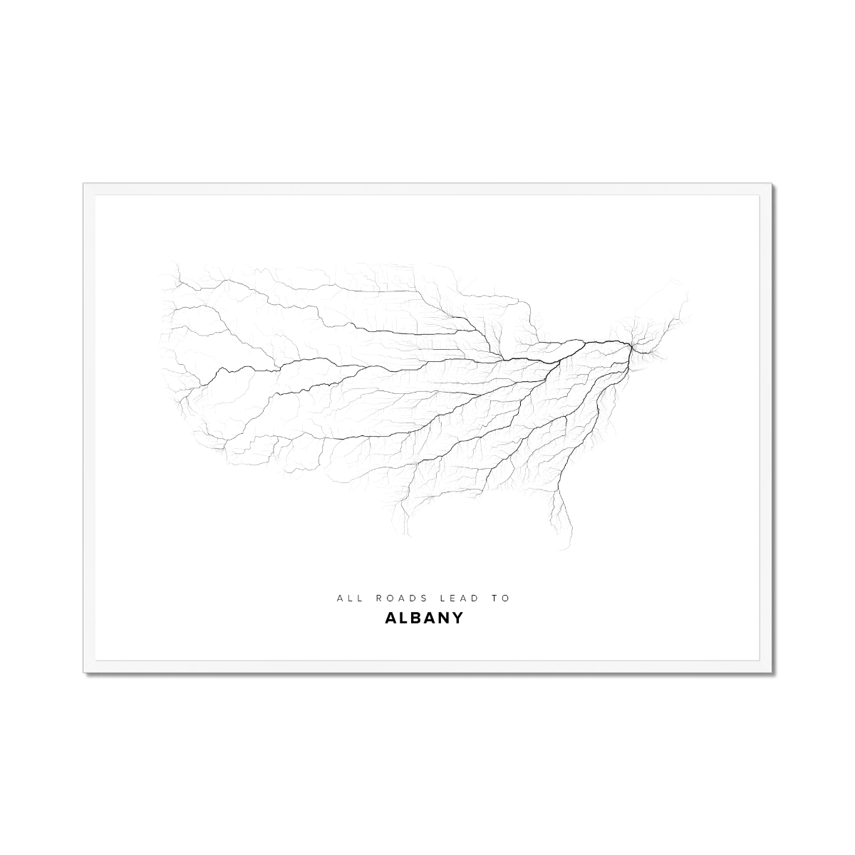 All roads lead to Albany (United States of America) Fine Art Map Print
