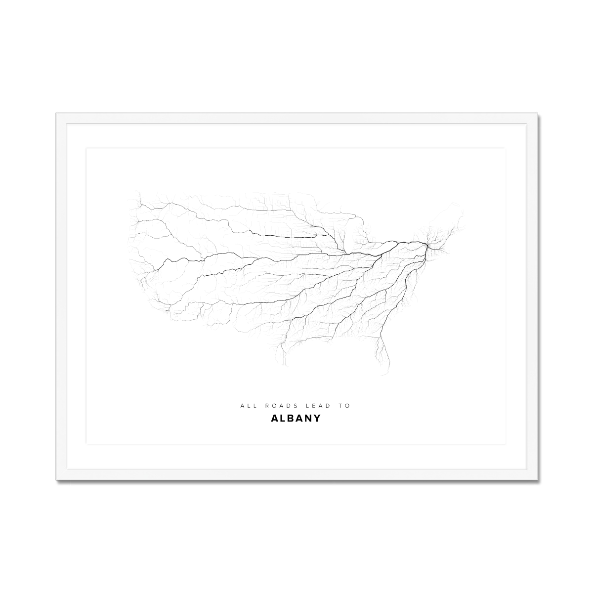 All roads lead to Albany (United States of America) Fine Art Map Print