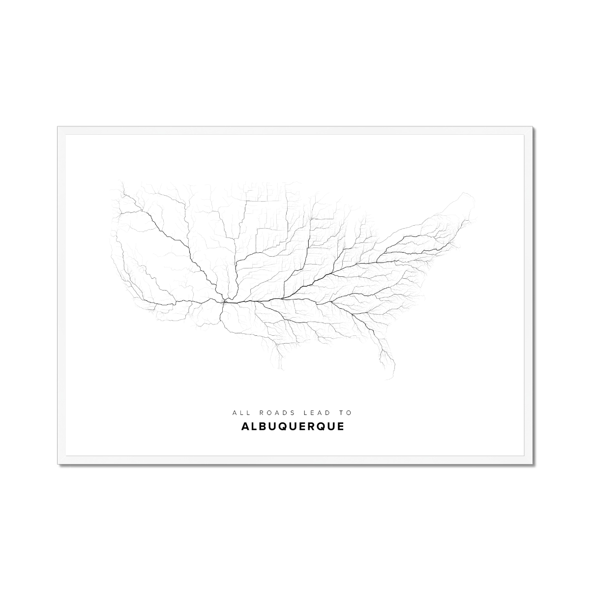 All roads lead to Albuquerque (United States of America) Fine Art Map Print