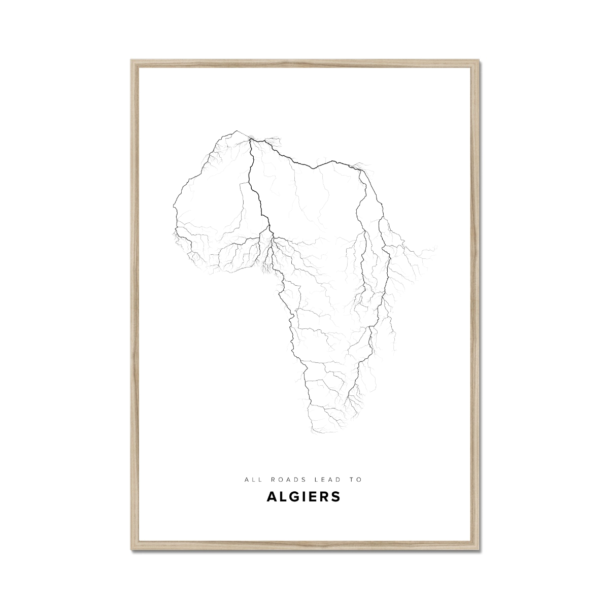 All roads lead to Algiers (Algeria) Fine Art Map Print