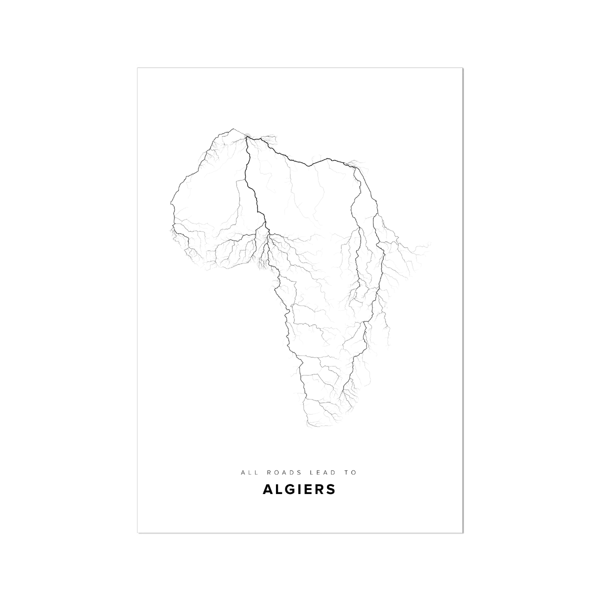 All roads lead to Algiers (Algeria) Fine Art Map Print