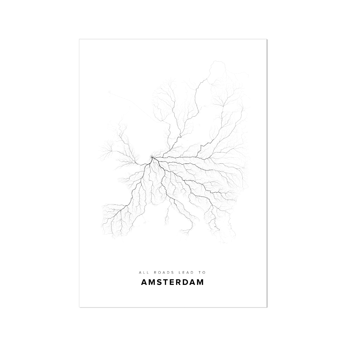 All roads lead to Amsterdam (Netherlands) Fine Art Map Print