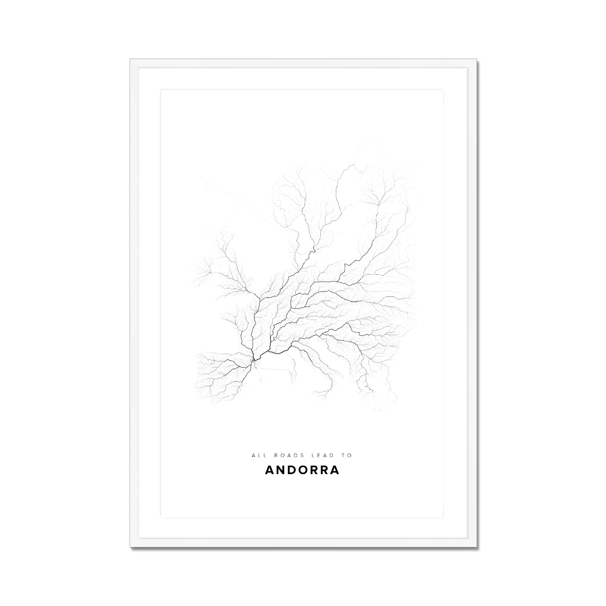 All roads lead to Andorra Fine Art Map Print