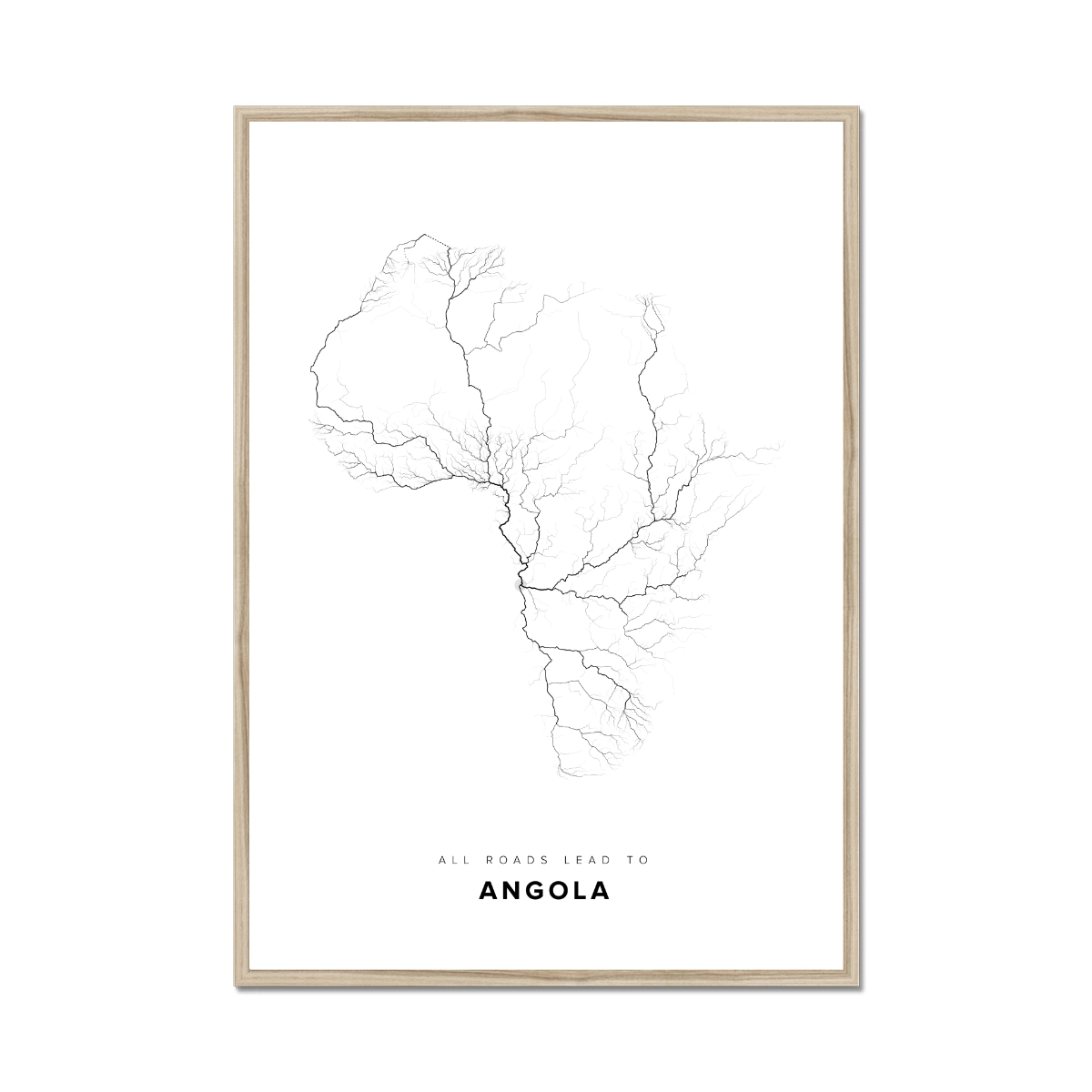 All roads lead to Angola Fine Art Map Print