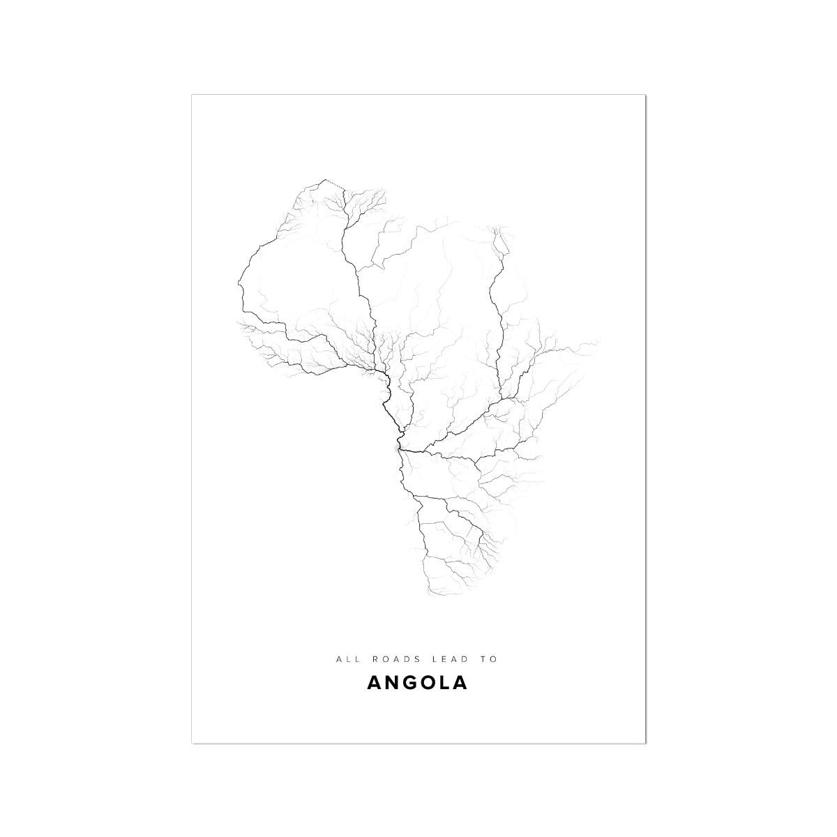 All roads lead to Angola Fine Art Map Print