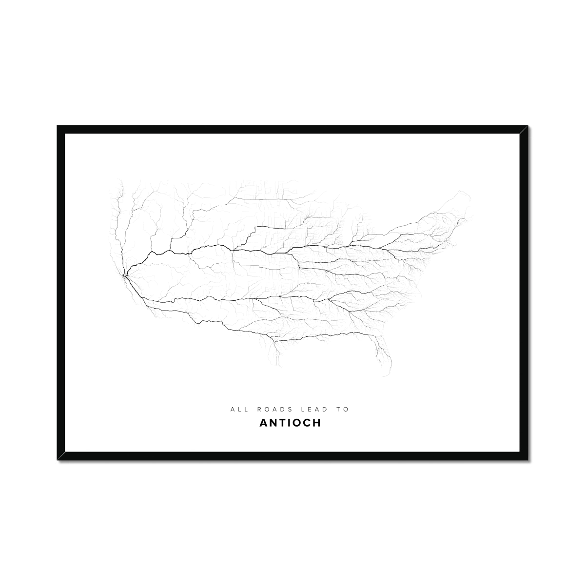 All roads lead to Antioch (United States of America) Fine Art Map Print