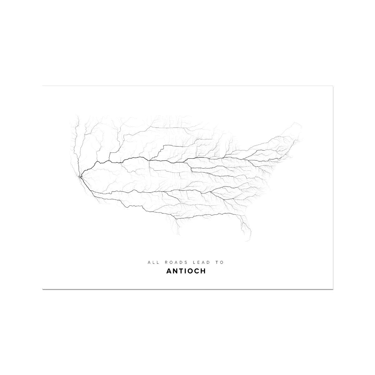 All roads lead to Antioch (United States of America) Fine Art Map Print