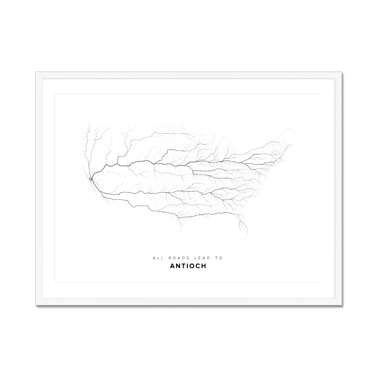 All roads lead to Antioch (United States of America) Fine Art Map Print