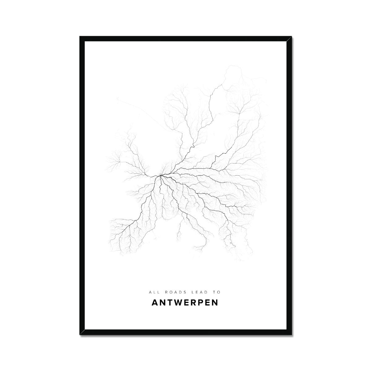 All roads lead to Antwerpen (Belgium) Fine Art Map Print