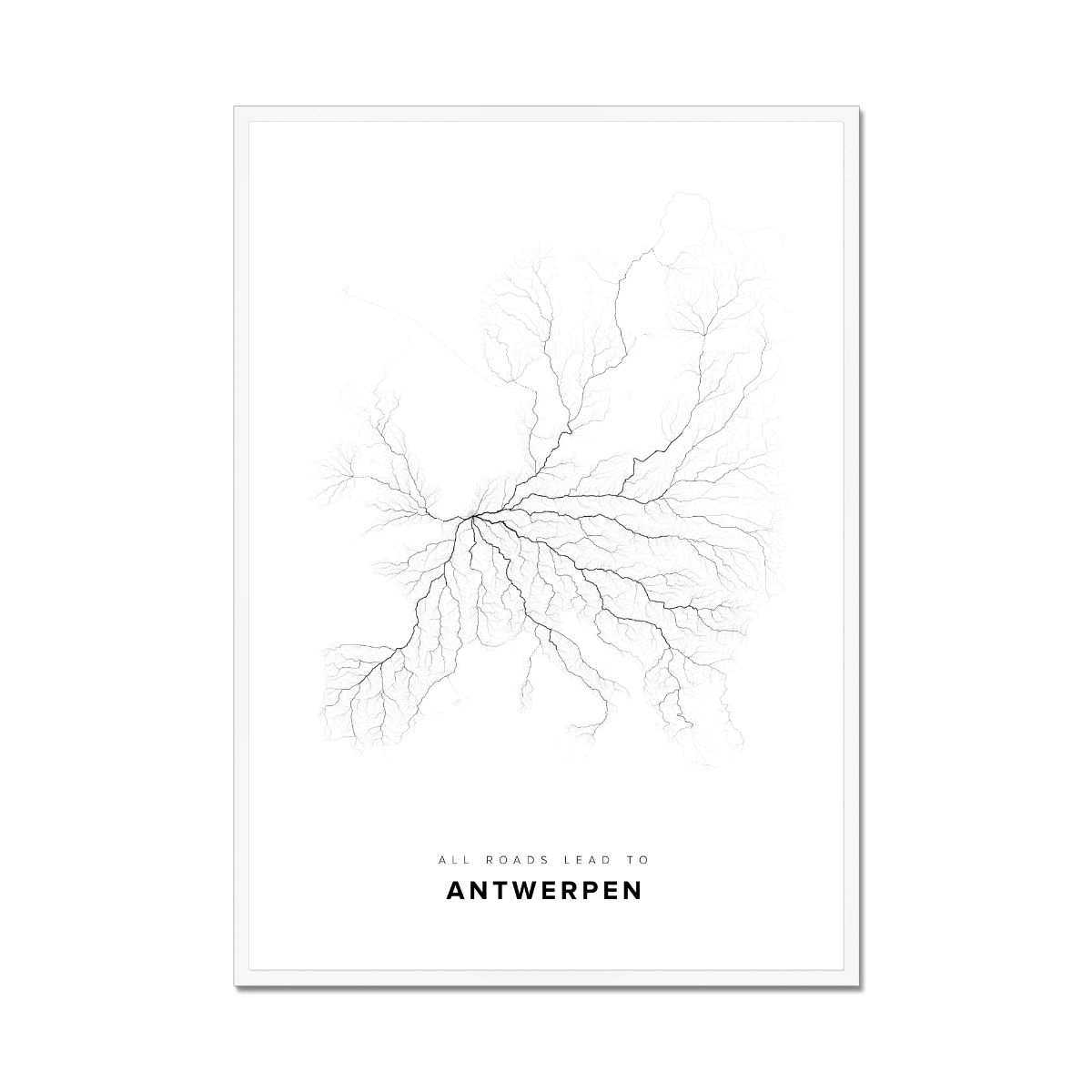 All roads lead to Antwerpen (Belgium) Fine Art Map Print