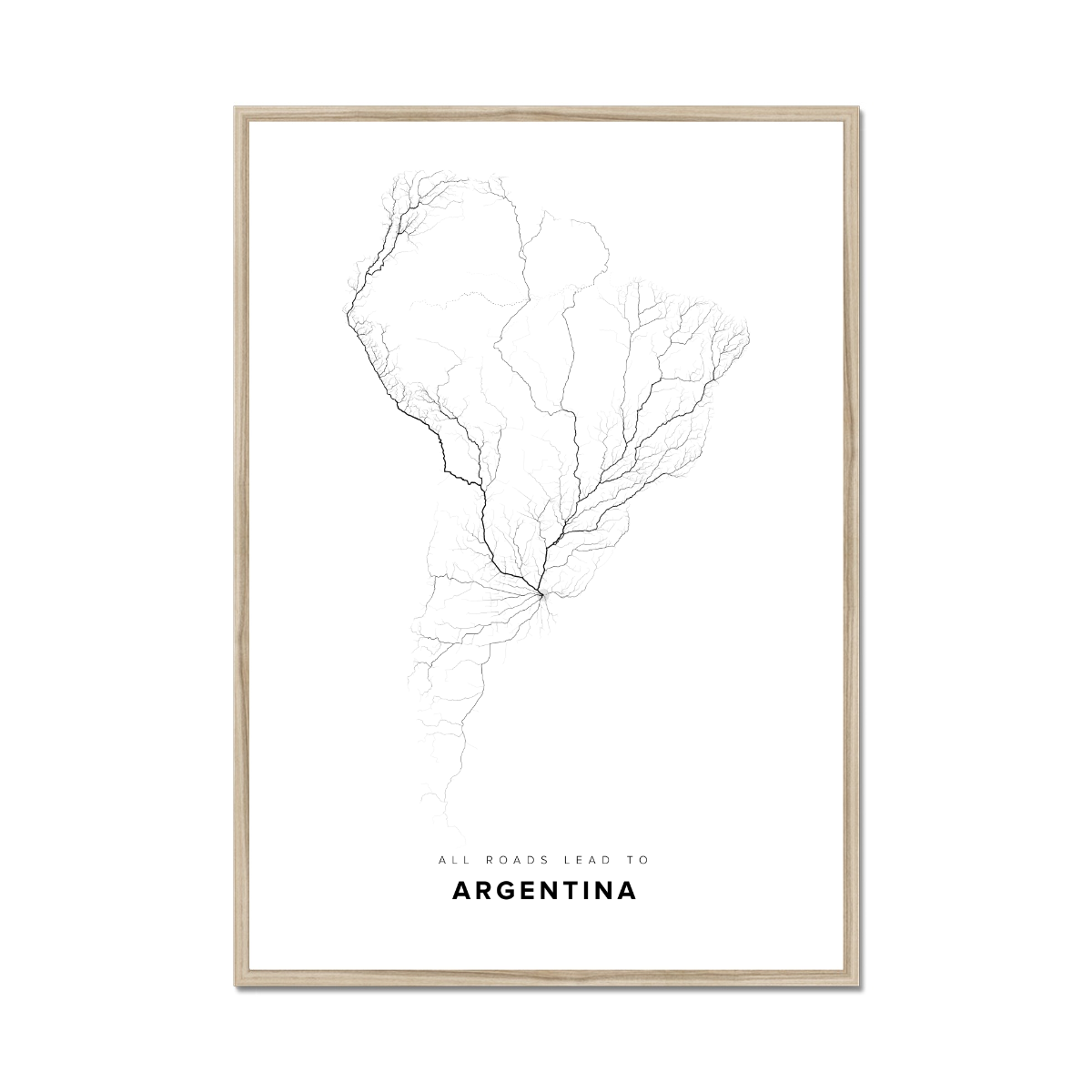All roads lead to Argentina Fine Art Map Print