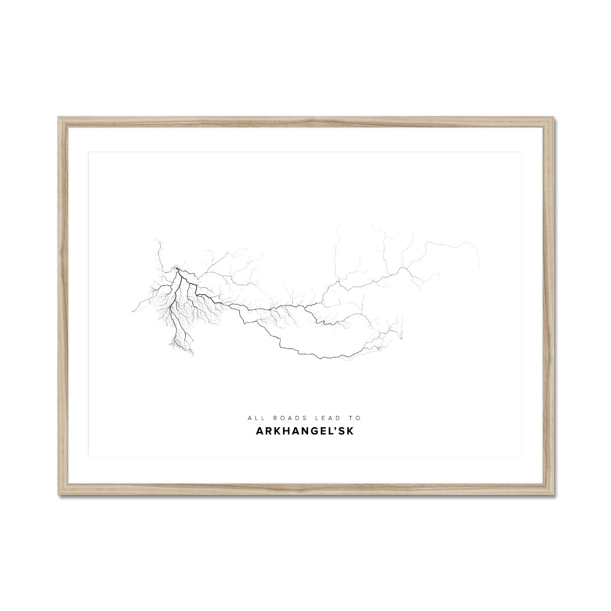 All roads lead to Arkhangel’sk (Russian Federation) Fine Art Map Print
