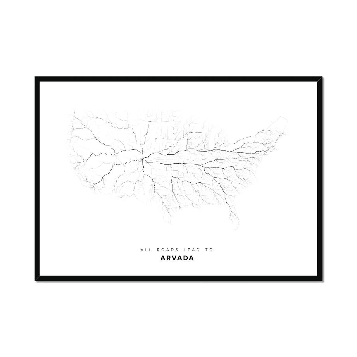All roads lead to Arvada (United States of America) Fine Art Map Print