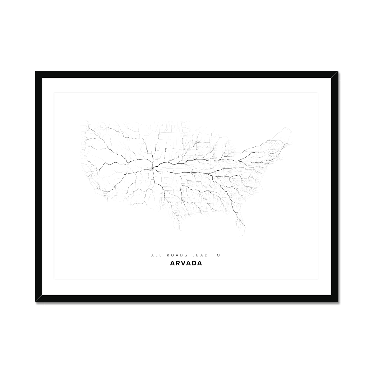 All roads lead to Arvada (United States of America) Fine Art Map Print
