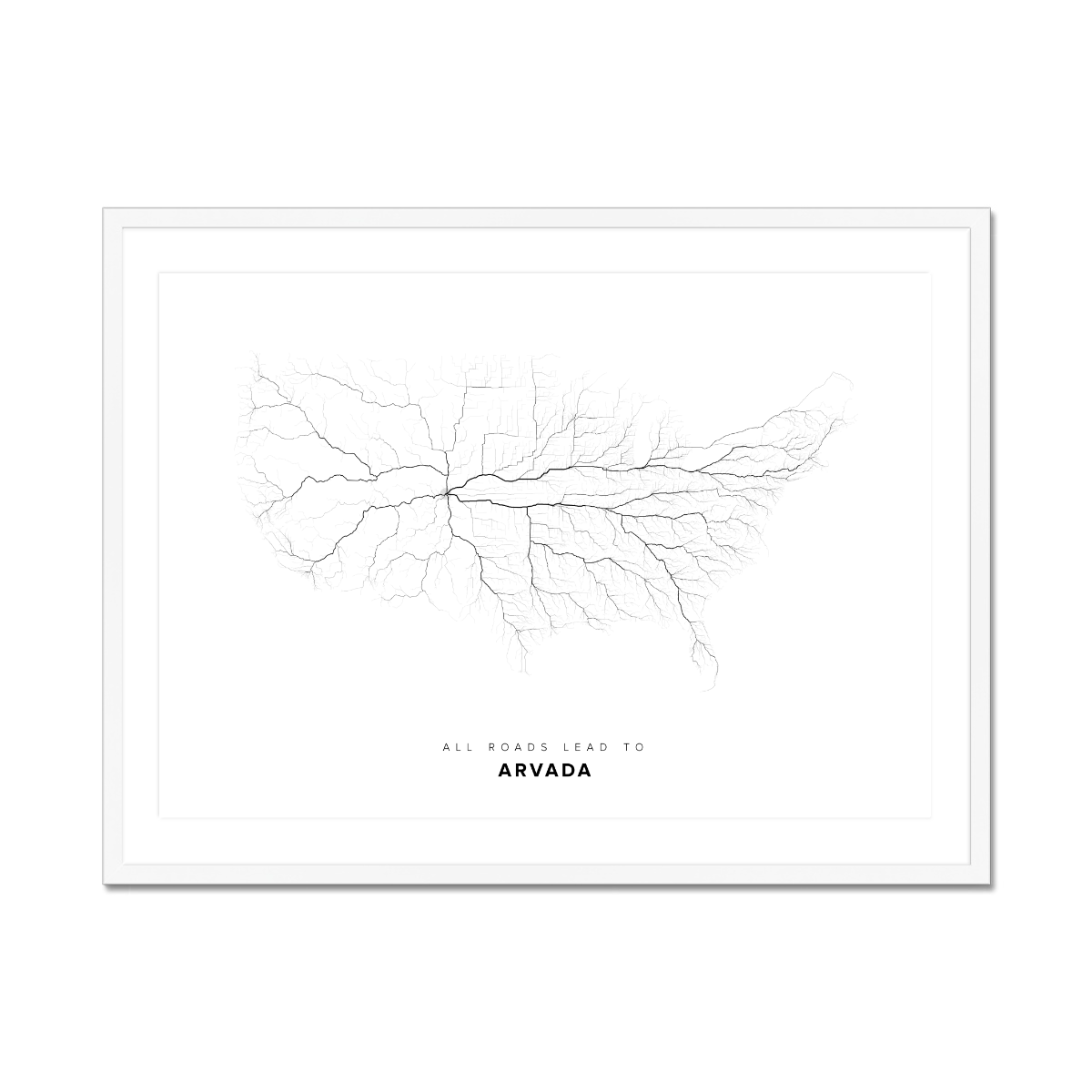 All roads lead to Arvada (United States of America) Fine Art Map Print