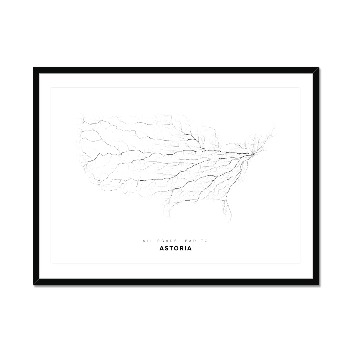 All roads lead to Astoria (United States of America) Fine Art Map Print