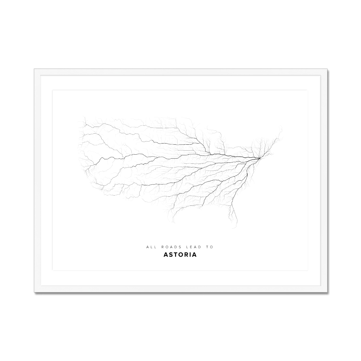 All roads lead to Astoria (United States of America) Fine Art Map Print