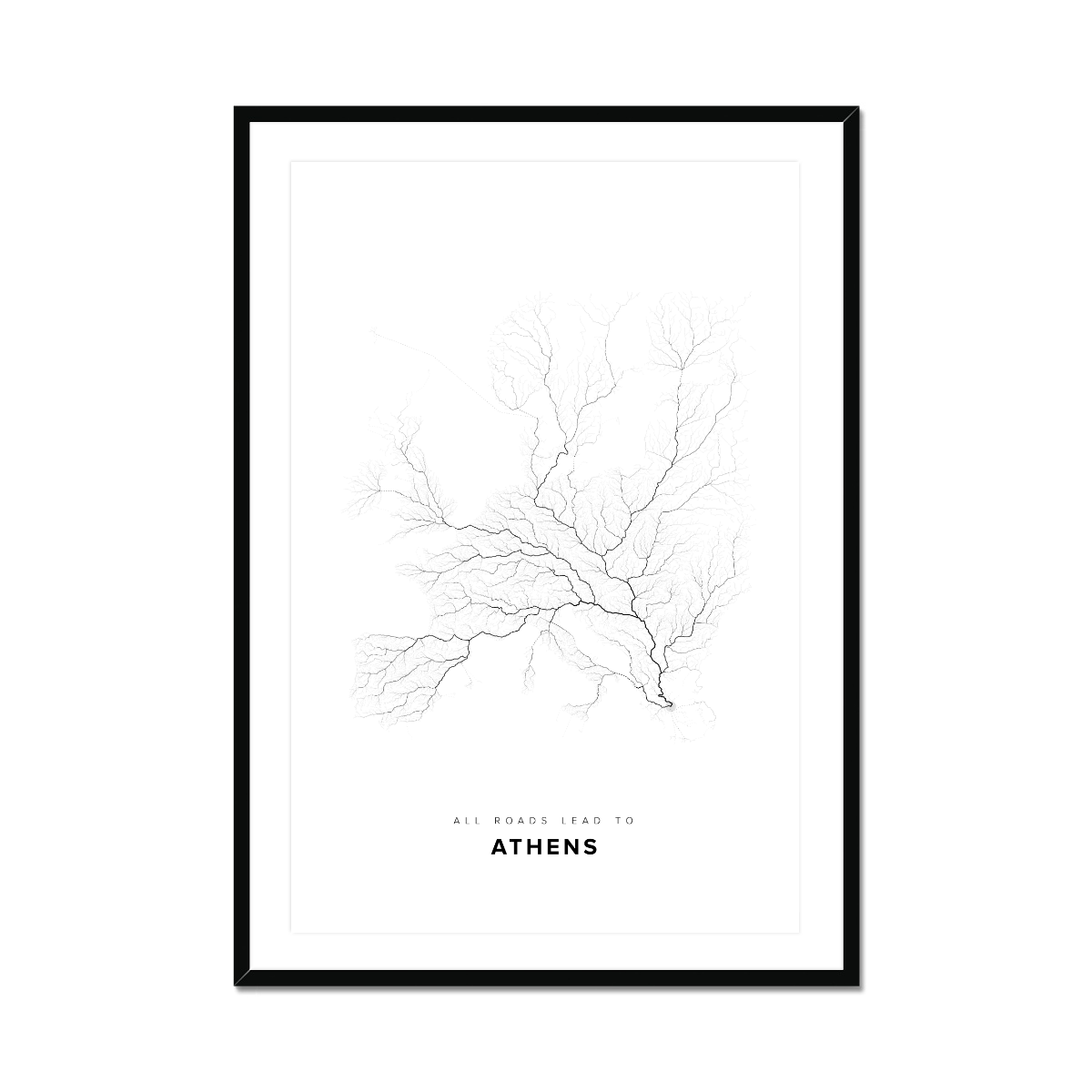 All roads lead to Athens (Greece) Fine Art Map Print