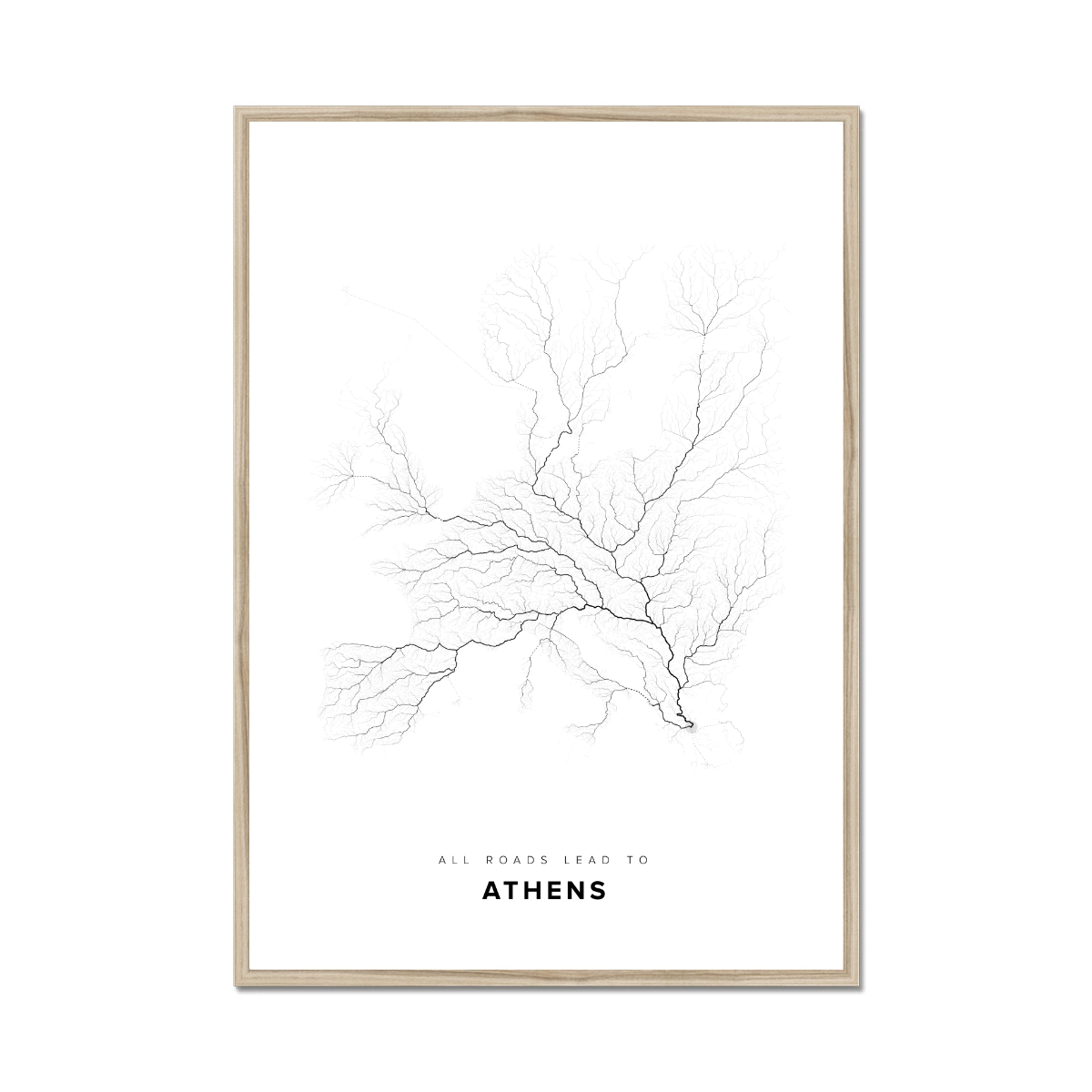 All roads lead to Athens (Greece) Fine Art Map Print
