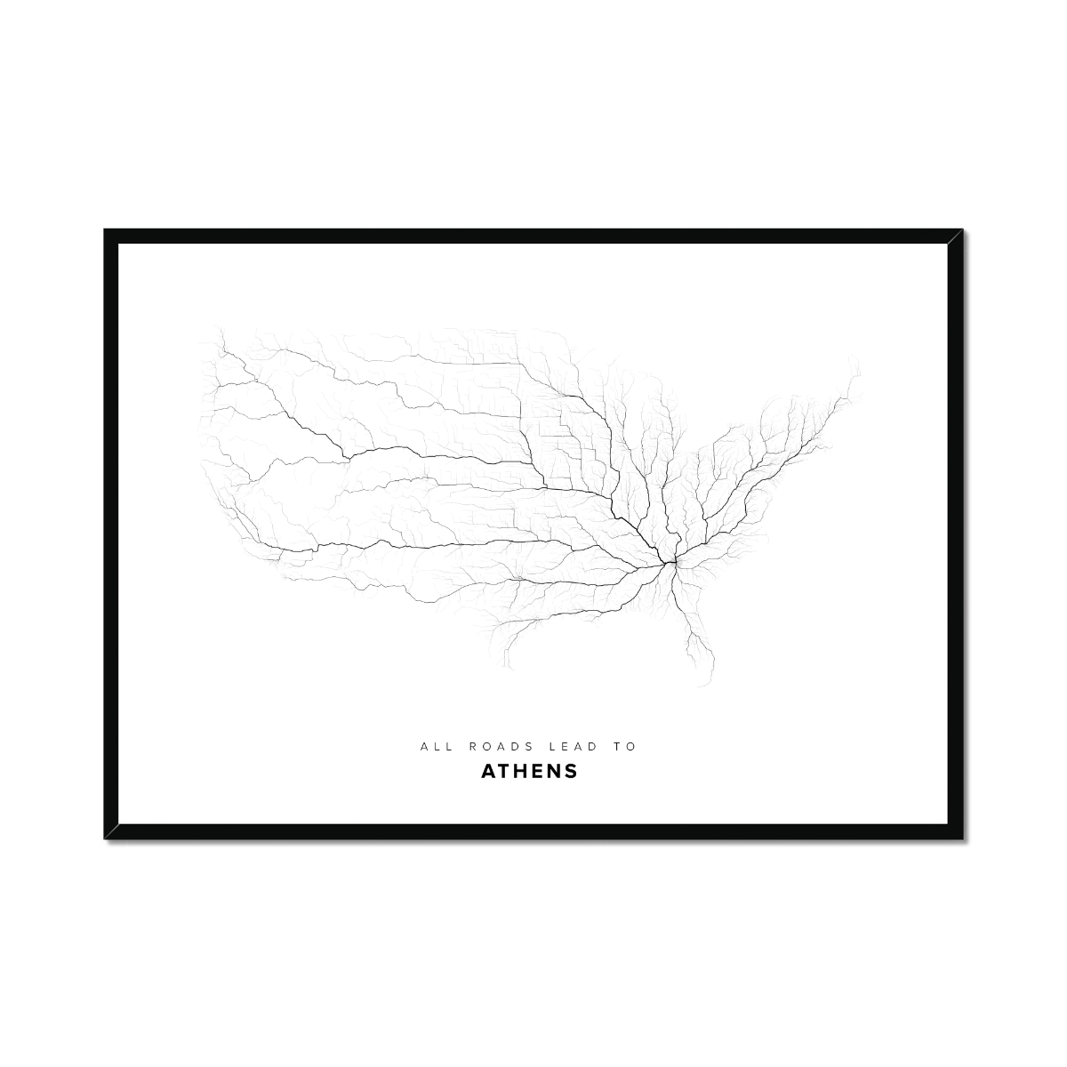All roads lead to Athens (United States of America) Fine Art Map Print
