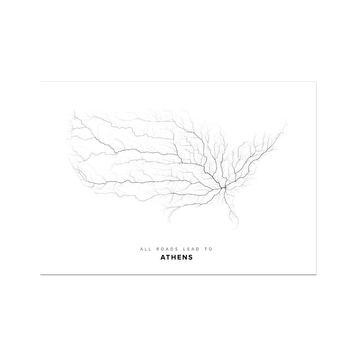 All roads lead to Athens (United States of America) Fine Art Map Print