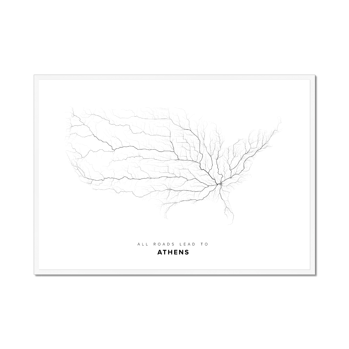 All roads lead to Athens (United States of America) Fine Art Map Print