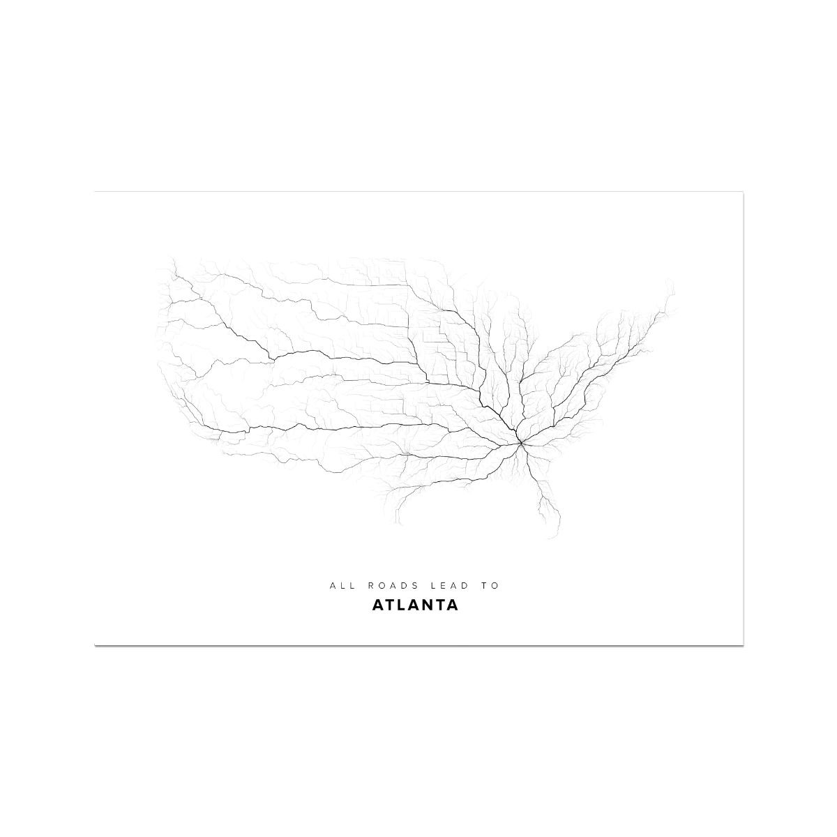 All roads lead to Atlanta (United States of America) Fine Art Map Print