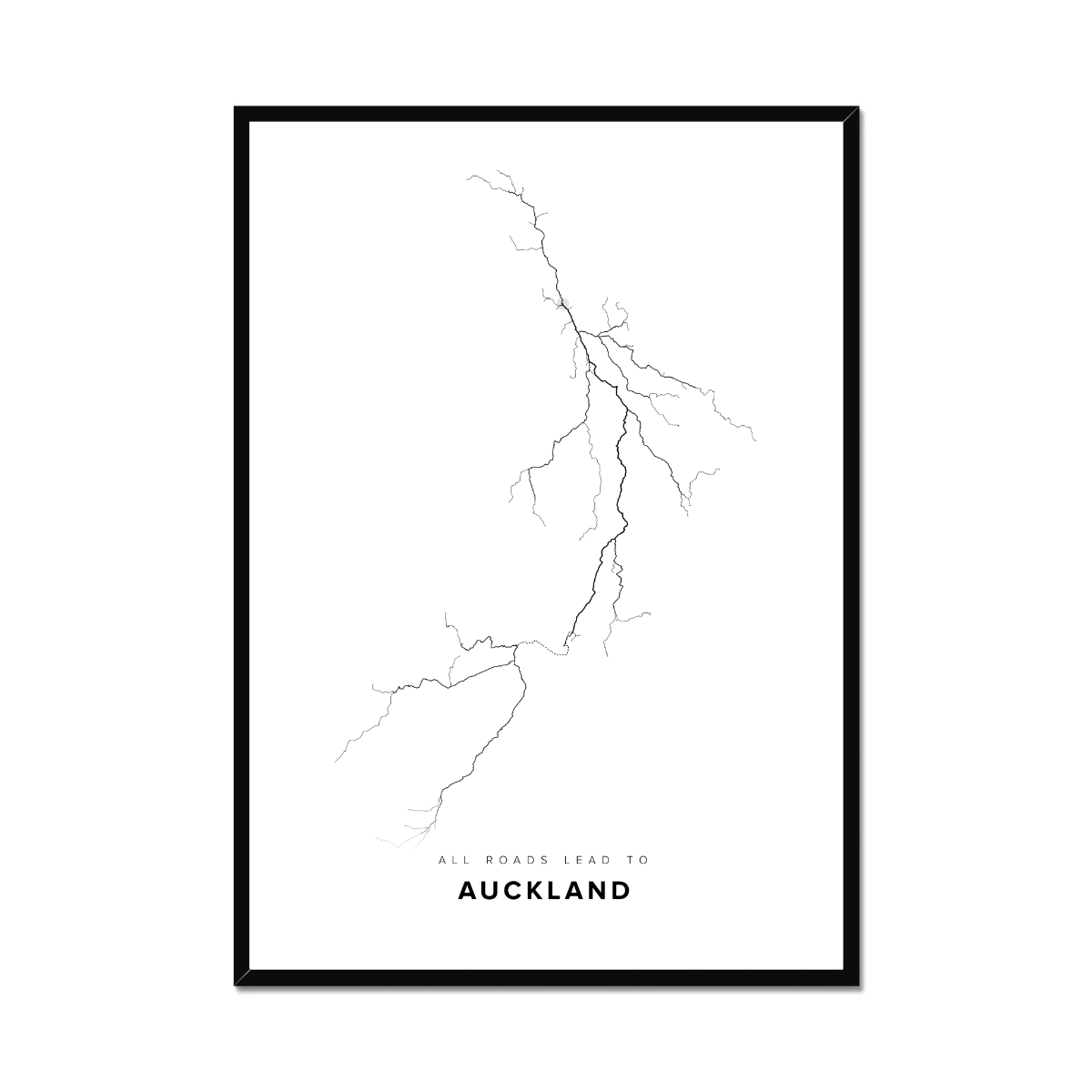 All roads lead to Auckland (New Zealand) Fine Art Map Print