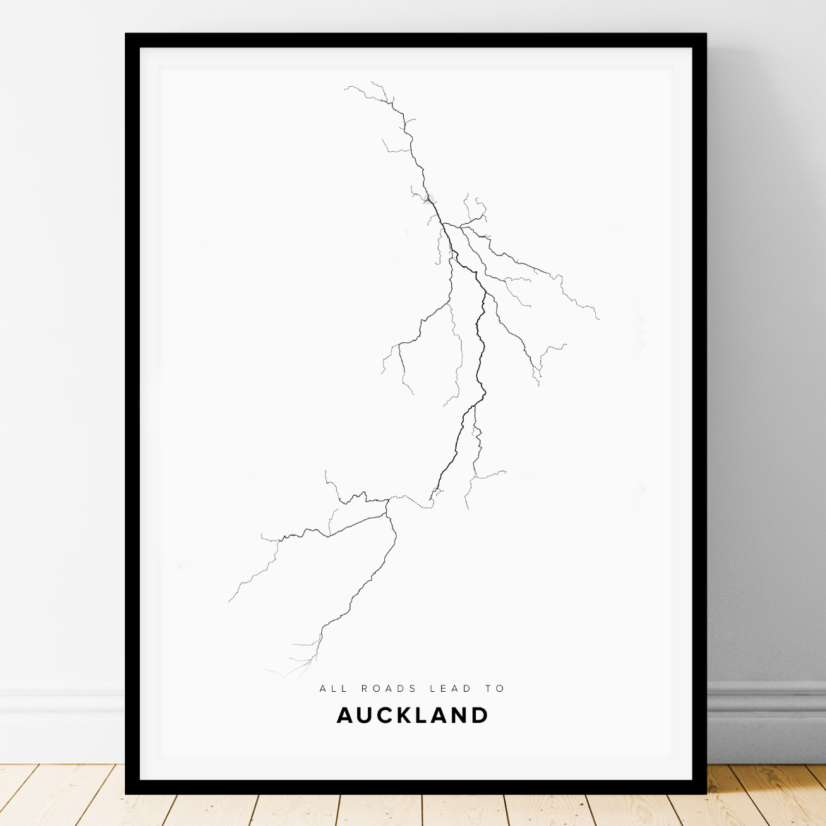 All roads lead to Auckland (New Zealand) Fine Art Map Print