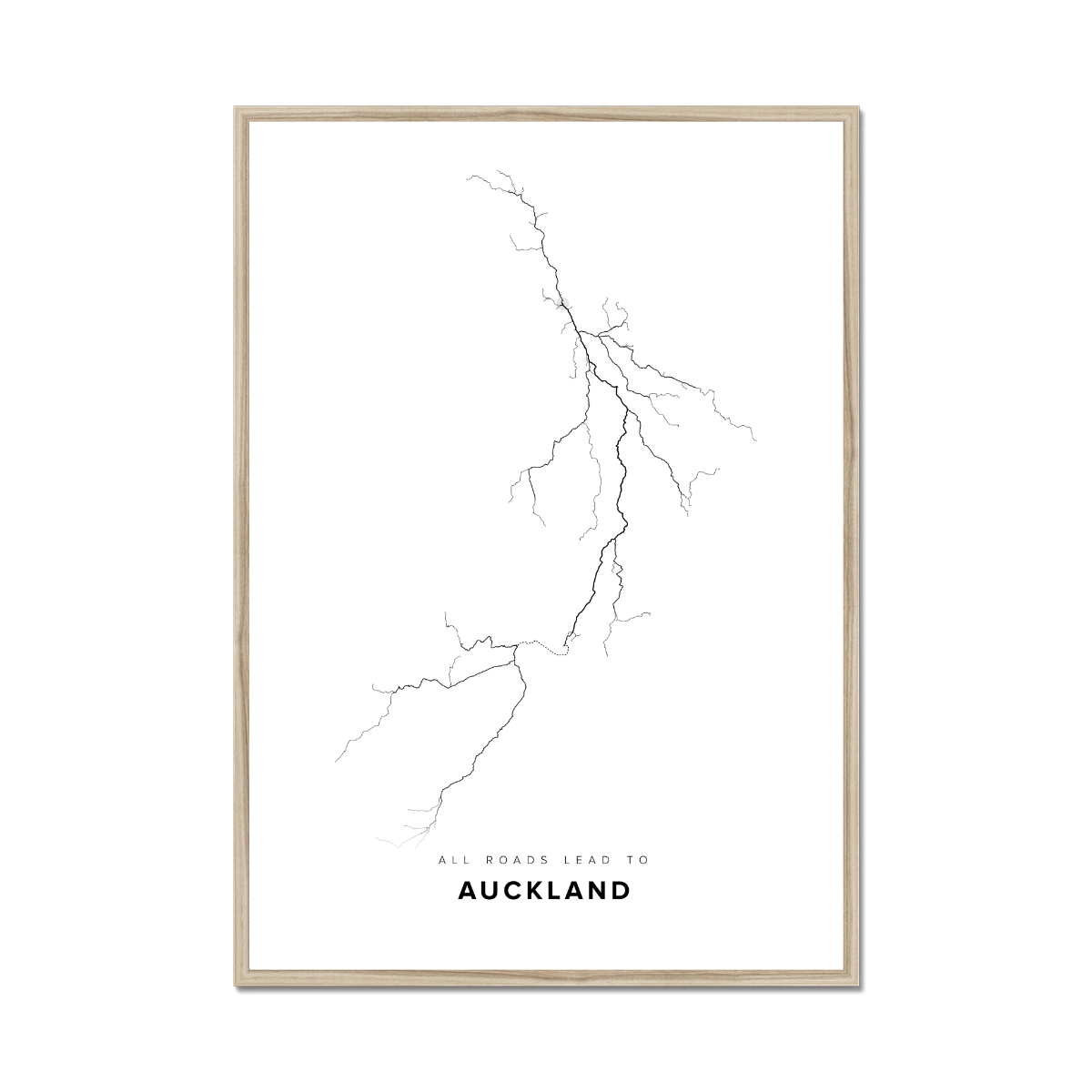 All roads lead to Auckland (New Zealand) Fine Art Map Print