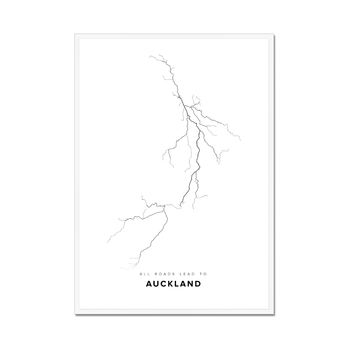 All roads lead to Auckland (New Zealand) Fine Art Map Print