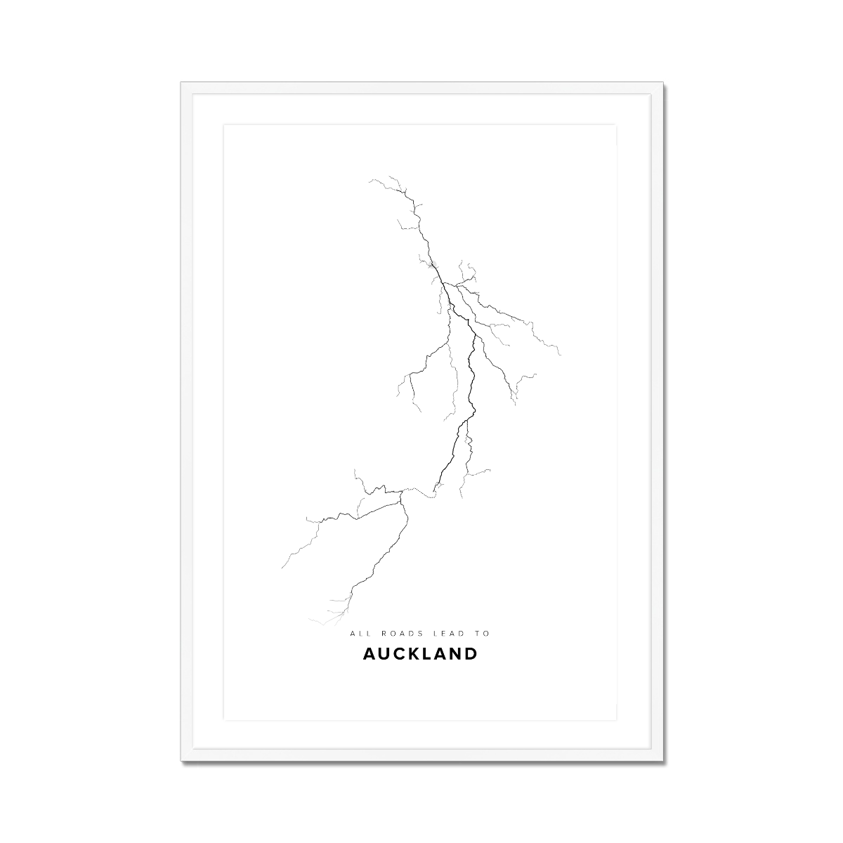 All roads lead to Auckland (New Zealand) Fine Art Map Print