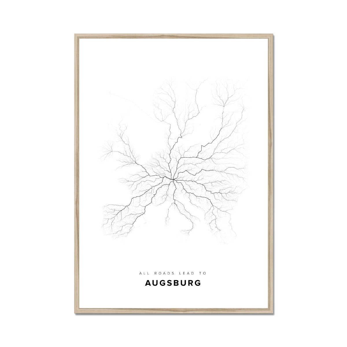 All roads lead to Augsburg (Germany) Fine Art Map Print